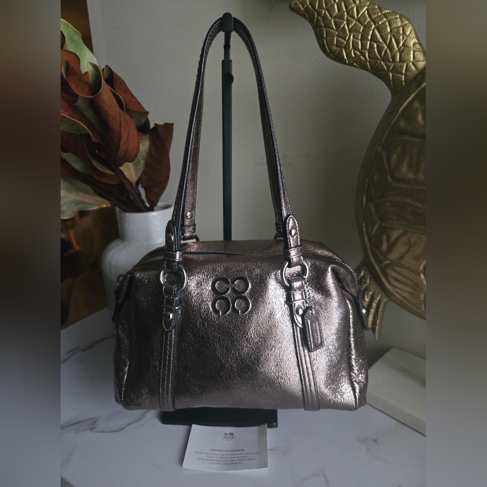EUC Coach Julia Metallic Gunmetal Mini Satchel Bag - Picture 2 of 12